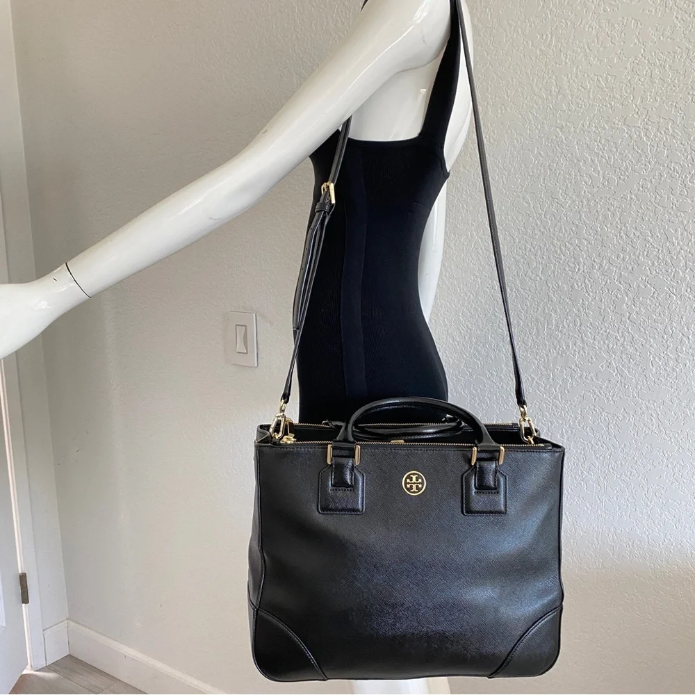 Tory Burch double zip saffiano Robinson tote